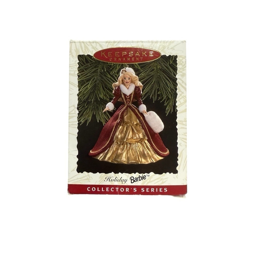 Mattel Gold and Purple Holiday Barbie 1996 Ornament. New in Box